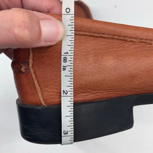 Dexter Comfort Brown Leather Tassel Fringe Block Heel Slip On Loafer Shoes - Picture 11 of 11